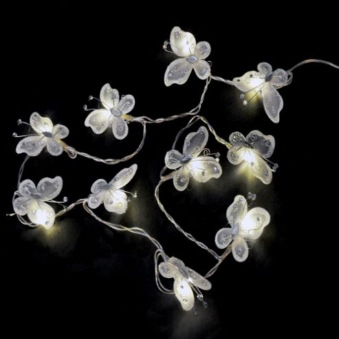 Image of Pack Of Two Battery Operated Butterfly Led String Lights In White