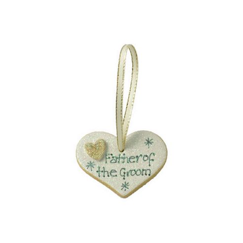 Image of Father Of The Groom Gold Sparkle Heart Wedding Keepsake