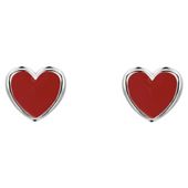 Ladybird Red Enamel Heart Studs