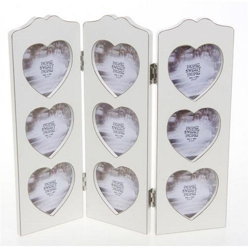 Image of 9 Aperture Ornate Photo Frame - White