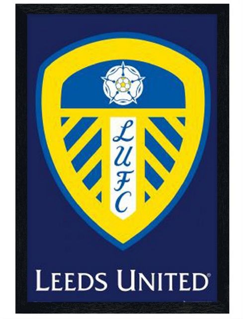 Image of Leeds United Football Club Black Wooden Framed The Club Crest Of Elland Road Poster