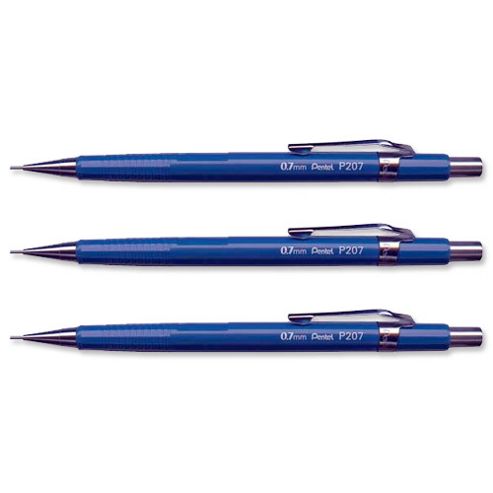 Image of Pentel Automatic Pencil Plastic Steel-lined With 6 X Hb 0.7mm Lead Ref P207-c [pack 12]