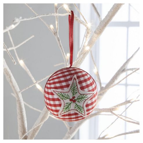 Image of Gisela Graham Fabric Scandi Star Design Hanging Decoration