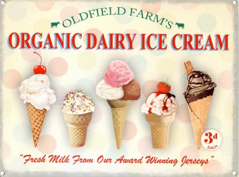 Image of Organic Dairy Ice Cream Tin Sign