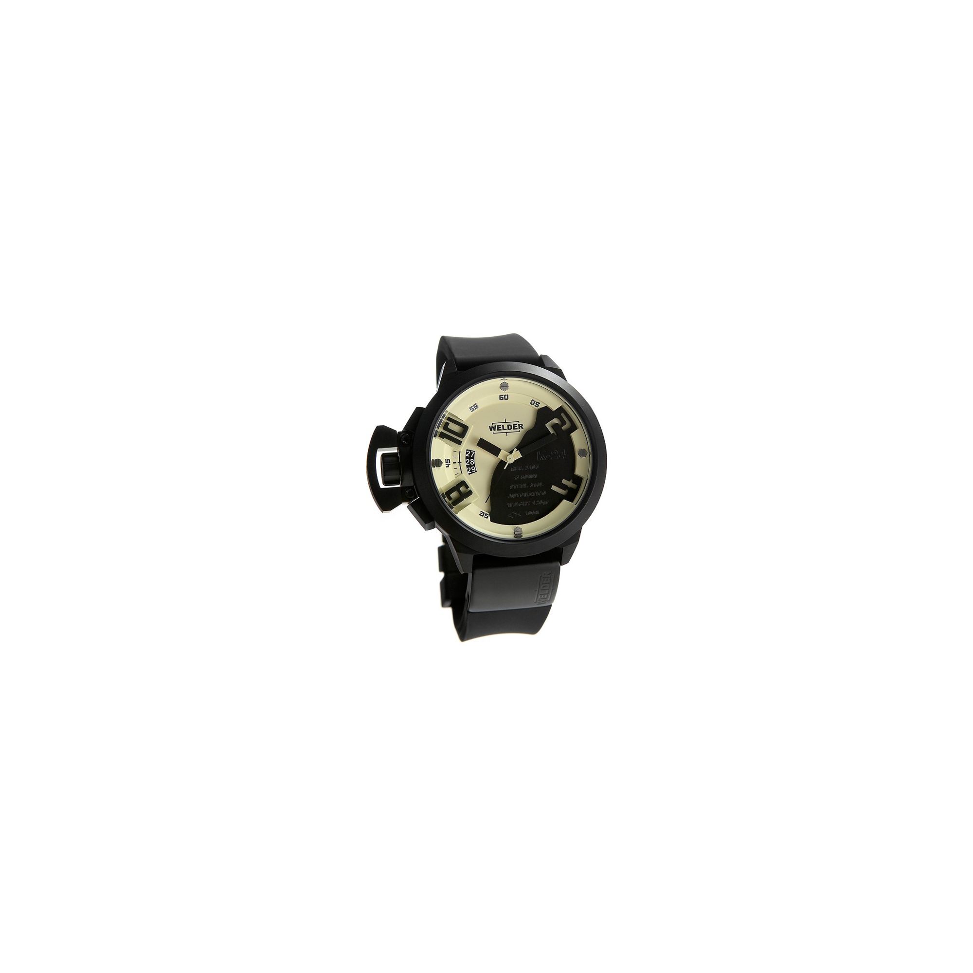 Welder Gents Cream Dial Black Rubber Strap Watch K24-3105 at Tesco Direct