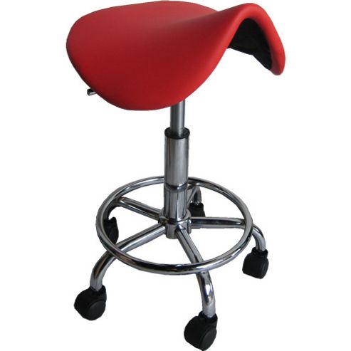 Image of Saddle Red Faux Leather Stool