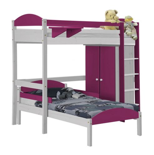 Image of Maximus L Shape High Sleeper Set 1 White With Fuchsia Details