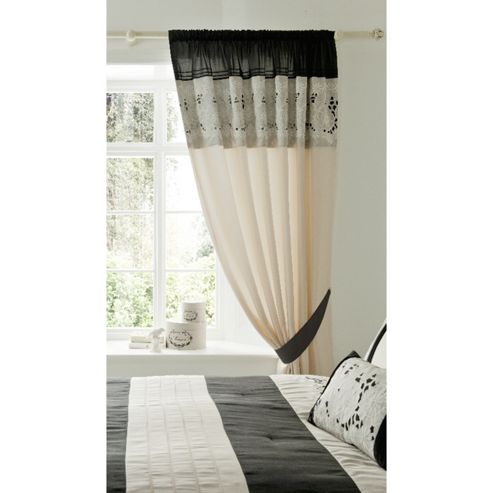 Image of Catherine Lansfield Isadora Curtains 168x183cm Black
