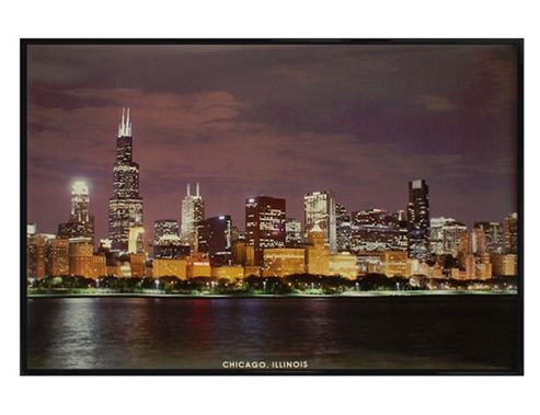 Image of Gloss Black Framed Chicago Skyline Poster