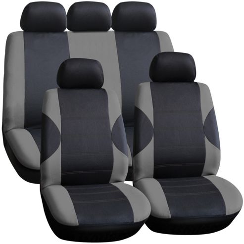 Image of Premium Universal Seat Cover Set, Black & Grey