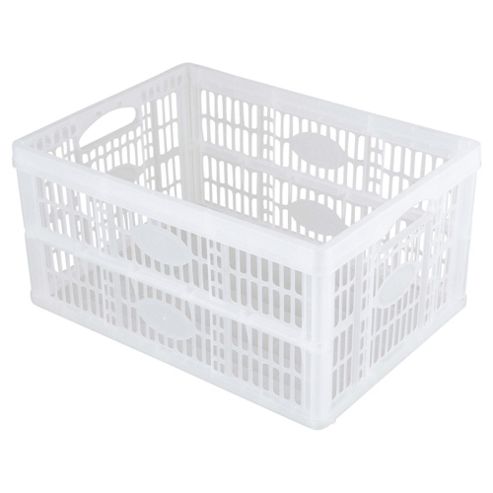 Image of Tesco 32l Plastic Folding Crate, Clear