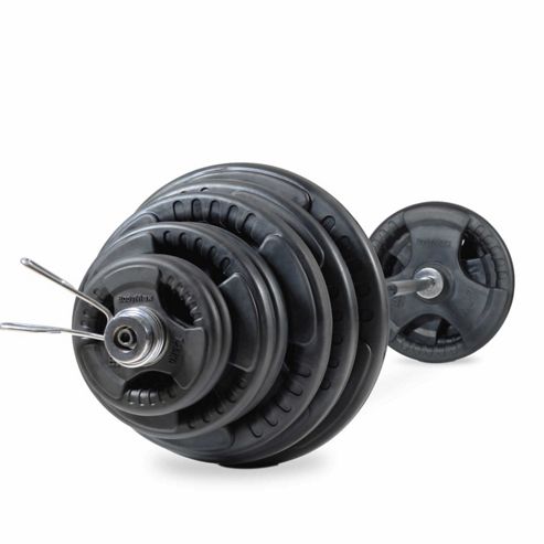 Image of Bodymax 185kg Olympic Rubber Radial Barbell Kit With 7 Ft Bar And Spring Collars