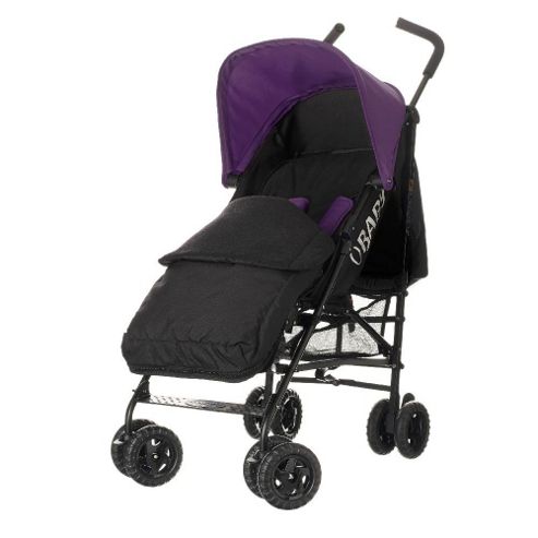 Image of Obaby Atlas Black & Grey Stroller With Black Footmuff - Purple