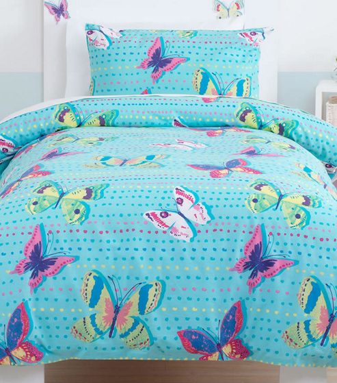 Image of Butterflies, Blue Double Bedding