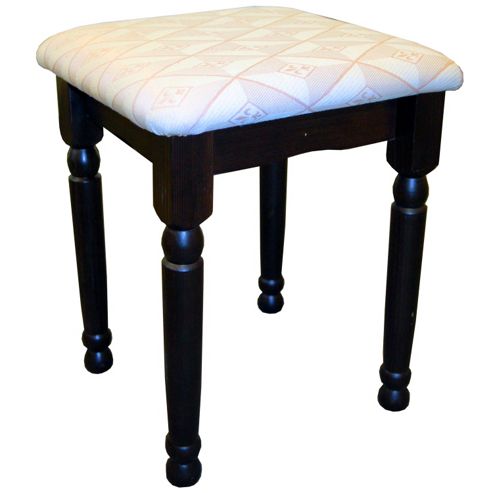 Image of Solid Wood Dressing Table Stool - Brown Black / Cream