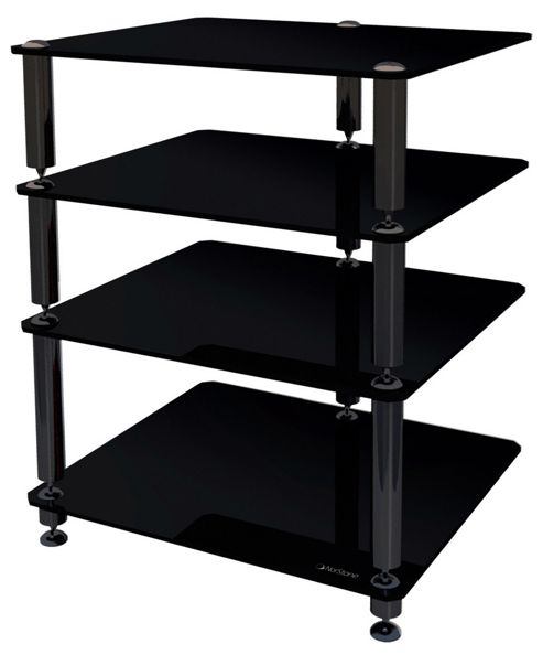 Image of Norstone 4 Shelf Black Glass Hifi Stand