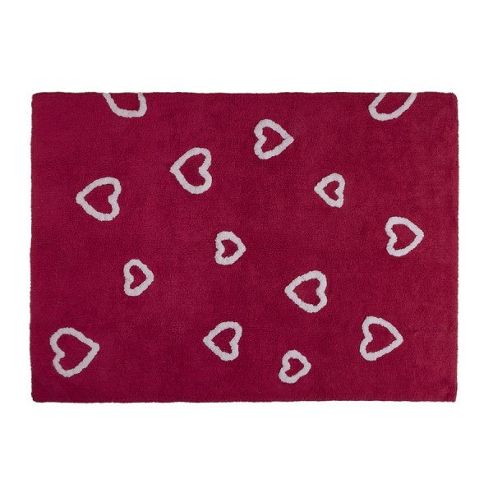 Image of Lorena Canals Corazones Fucshia Contemporary Rug - 120 Cm W X 160 Cm D (3 Ft 11 In X 5 Ft 3 In)
