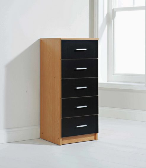 Image of Elements Oslo 5 Drawer Tallboy Chest - Black