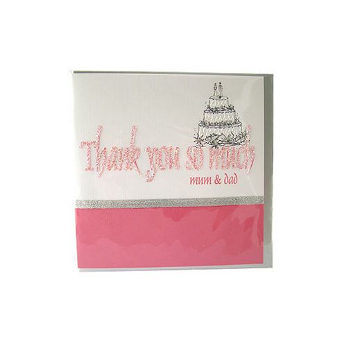 Image of Glitter Words Mum And Dad Thank You Wedding Card