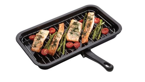 Image of Kitchen Craft Kcgrillpan Kitchen Craft Non-stick Enamel Grill Pan With Removable Rack And Handle, Display Boxed