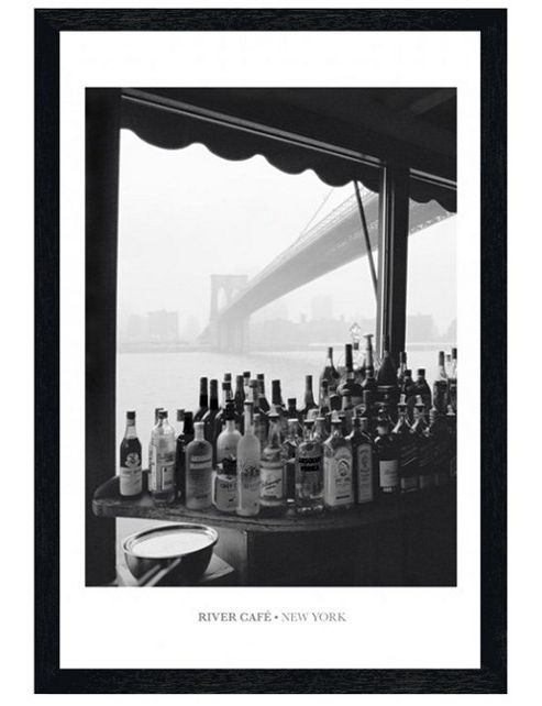 Image of New York Black Wooden Framed River Cafe Poster
