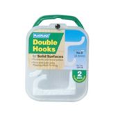 Plasplugs Dw140 Dbl Solid Door Hooks White X2