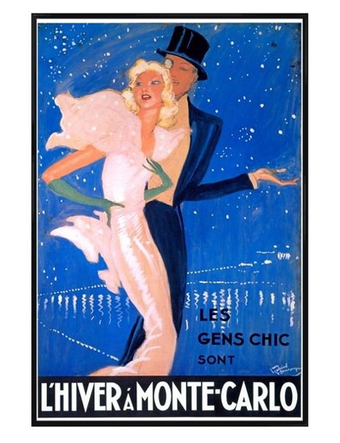 Image of Vintage Advertising Gloss Black Framed L'hiver A Monte Carlo Poster