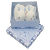 Doudou et Compagnie Rabbit Booties Gift Box 0-3 Months, Blue