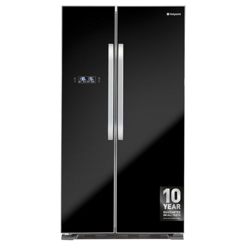 Image of Hotpoint Sxbd925gf Freestanding American Fridge Freezer, 90cm, A+ Energy Rating, Black
