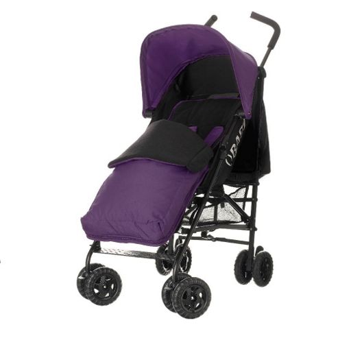 Image of Obaby Atlas Black & Grey Stroller With Purple Footmuff - Purple