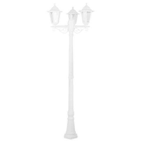 Image of Traditional Ip44 Outdoor Three Way Plastic Lamp Post In Matt White