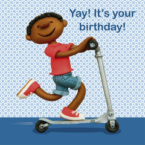 Image of Holy Mackerel Greeting Card - Birthday Scooter Birthday Greetings Card