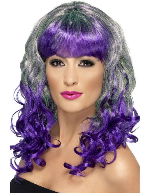 Image of Green & Purple Curly Wig