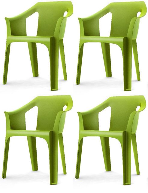 Image of Resol "cool" Garden Outdoor / Indoor Designer Plastic Chairs - Green - X4 Chairs
