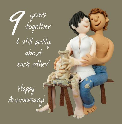 Image of Holy Mackerel 9th Anniversary Pottery Greetings Card