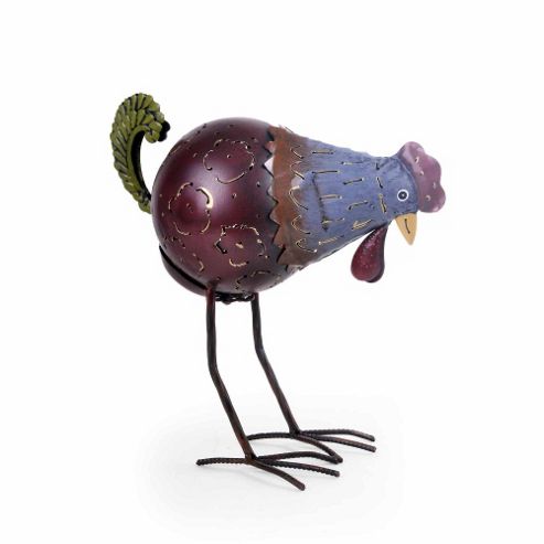 Image of Decorative Free Standing Metal Pecking Chicken Tealight Lantern For The Garden