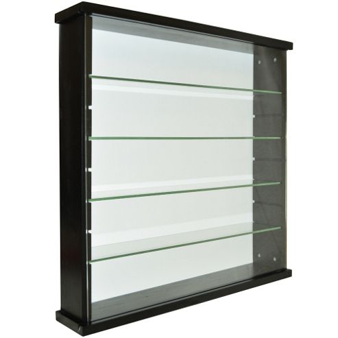 Image of Solid Wood 4 Shelf Glass Wall Cabinet - Black