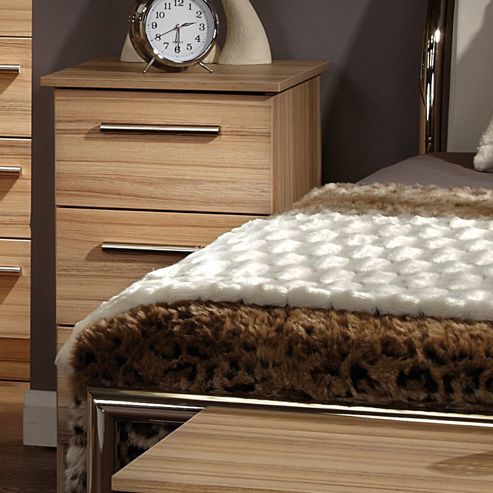 Image of Welcome Furniture Contrast 3 Drawer Bedside Table - Cocobola