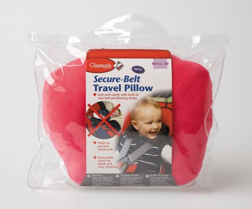 Image of Clippasafe Secure Belt Travel Pillow Pink 1-3 Years