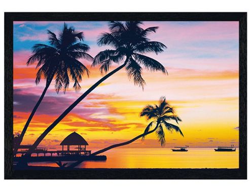 Image of Sunset In The Maldives Black Wooden Framed Velavaru Sunset Poster