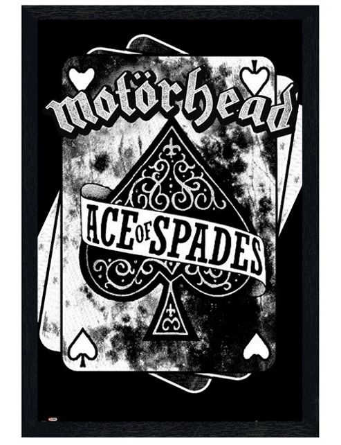 Image of Black Wooden Framed Motorhead Ace Of Spades Poster