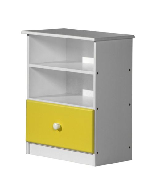 Image of Gela Two Shelf And One Drawer Storage Unit In White &amp; Lime