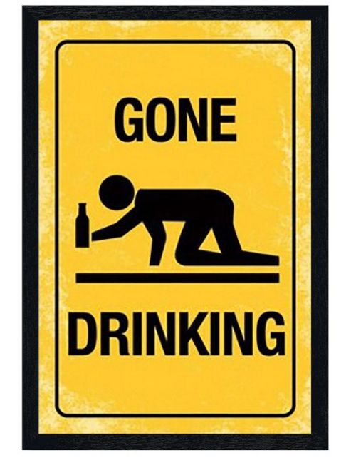 Image of Black Wooden Framed Gone Drinking Poster