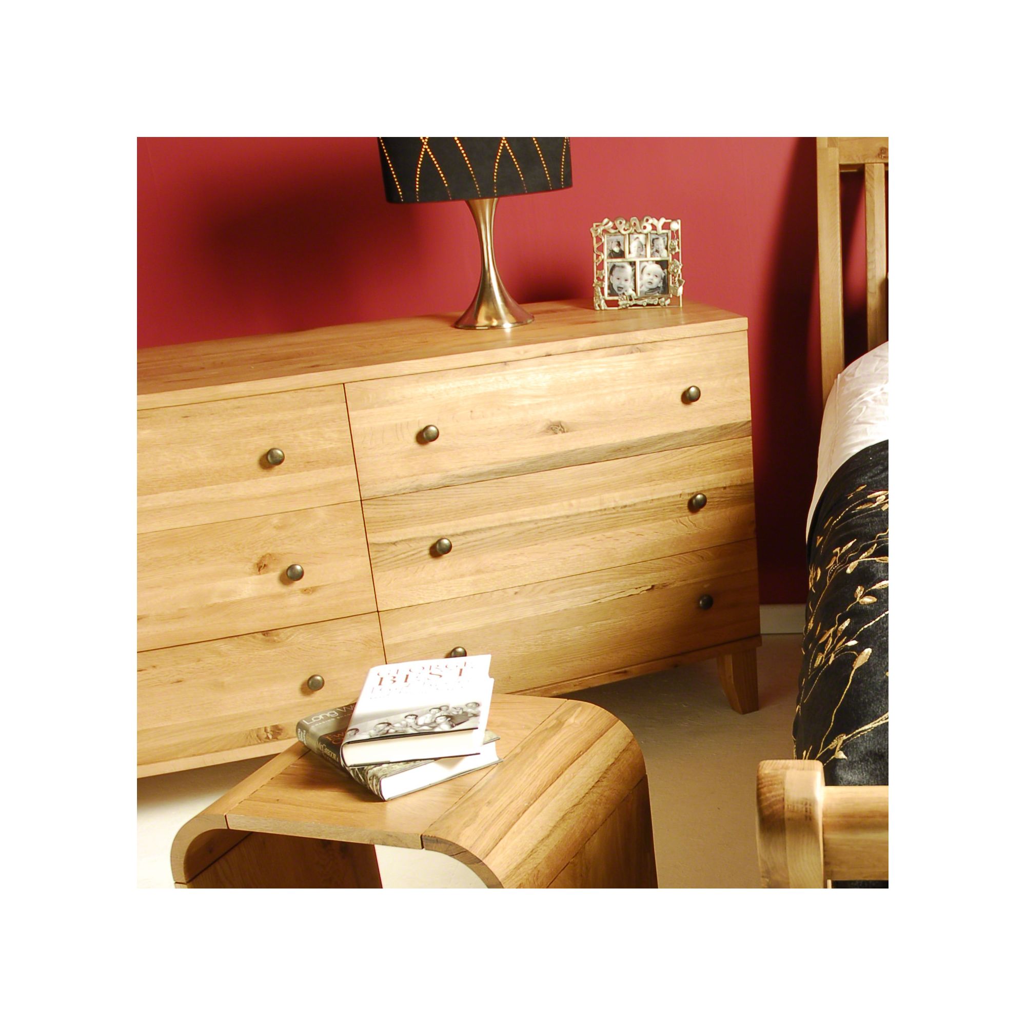 Oceans Apart Cordoba Walnut Wide Seven Drawer Chest - Oak at Tesco Direct