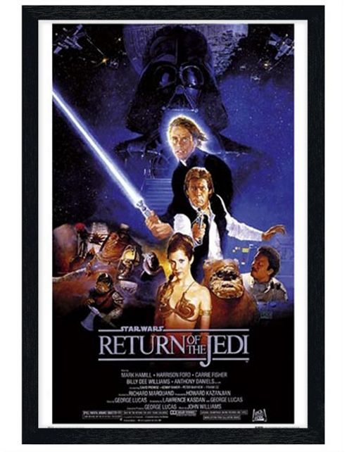 Image of Black Wooden Framed Star Wars Return Of The Jedi Original Movie Score Poster