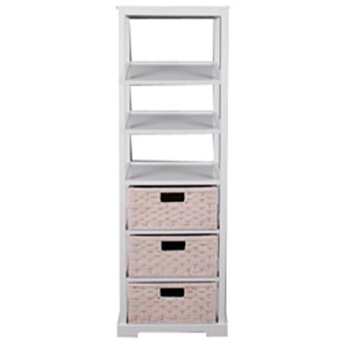 Image of Miami - Tall 6 Drawer Storage Cabinet - White / Whitewash