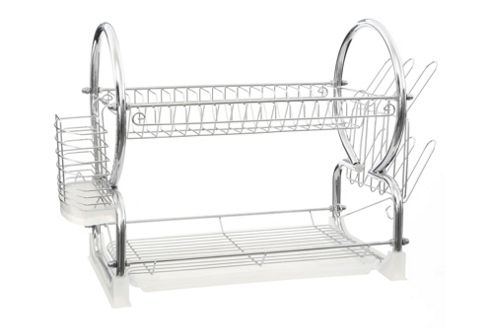 Image of Premier Housewares 56 Cm 2 Tier Dish Drainer With Tray - White