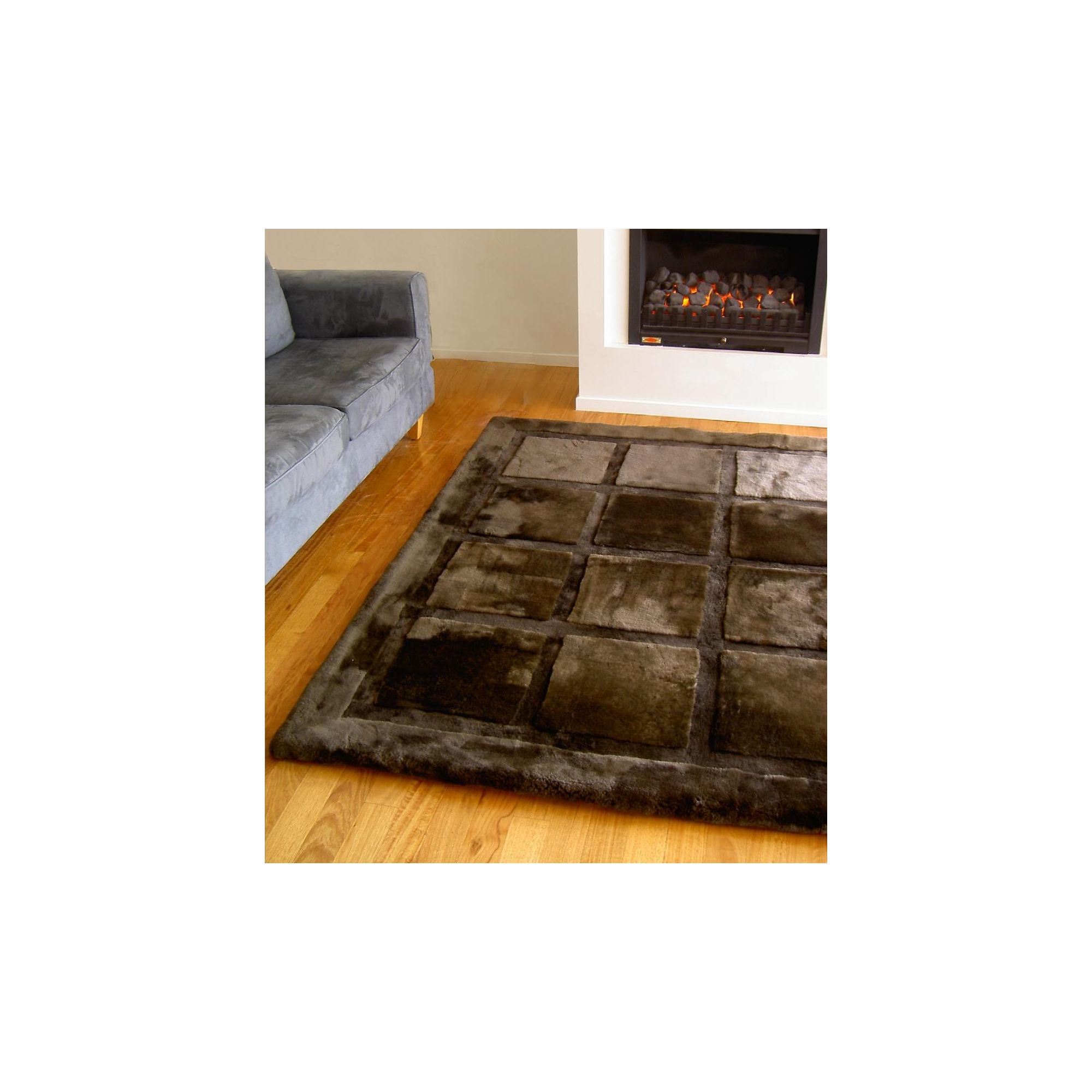 Bowron Sheepskin Shortwool Design Squares Rug - 180cm H x 120cm W x 1cm D at Tesco Direct