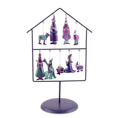 Image of Metallic Finish Modern Nine Piece Nativity Display Set Ornament