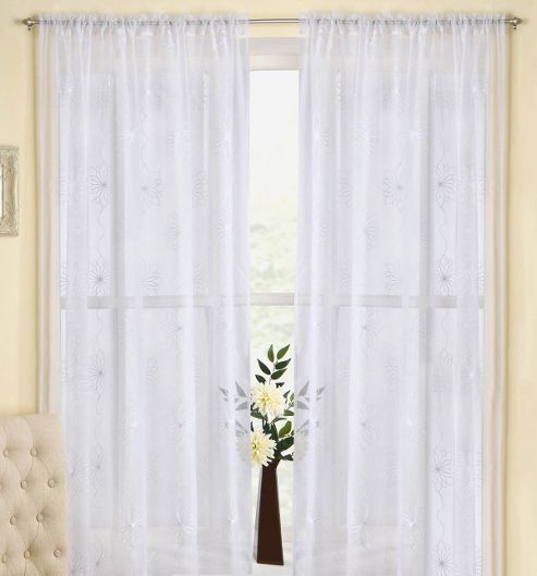 Image of Malaga Rod Pocket Voile Panel - White